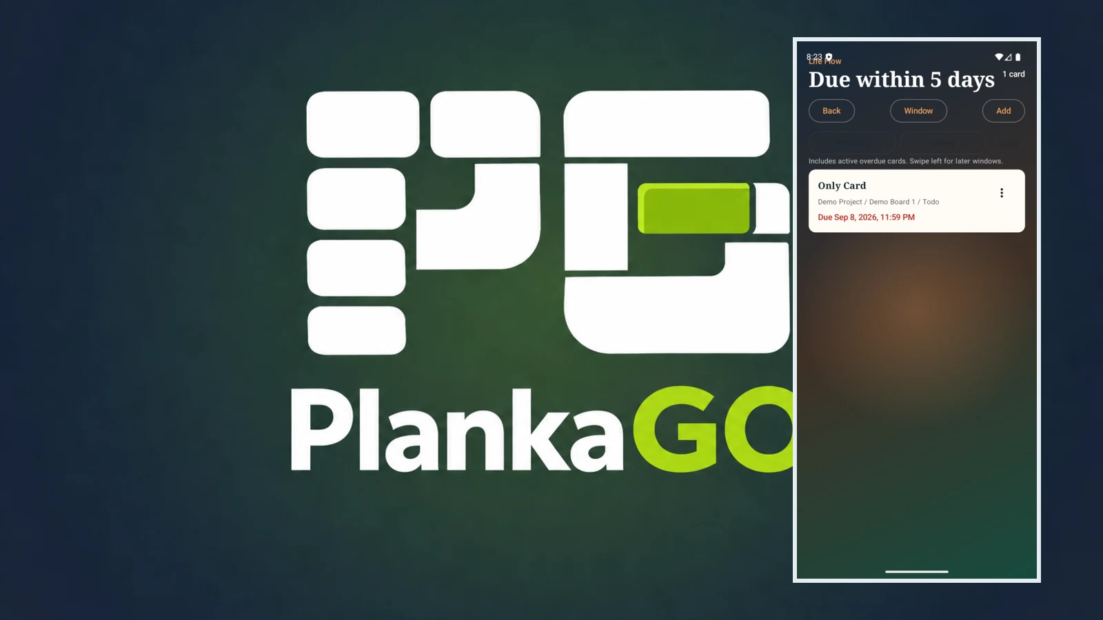 PlankaGO mobile app preview beside its wordmark